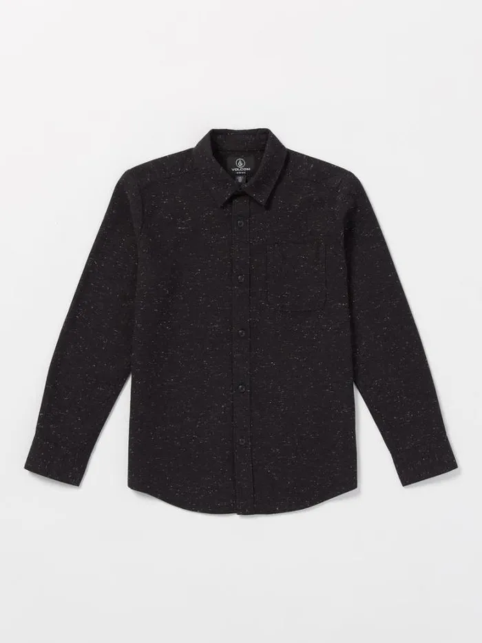 Kids Shirts and Flannels Volcom Big Boys Play Date Knight Long Sleeve Shirt 8211 Black