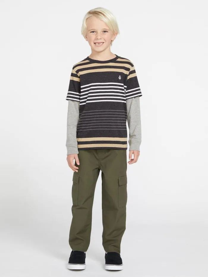 Kids Shirts and Flannels Volcom Little Boys Beam Stone Twofer Long Sleeve Shirt 8211 Dark Black Heather