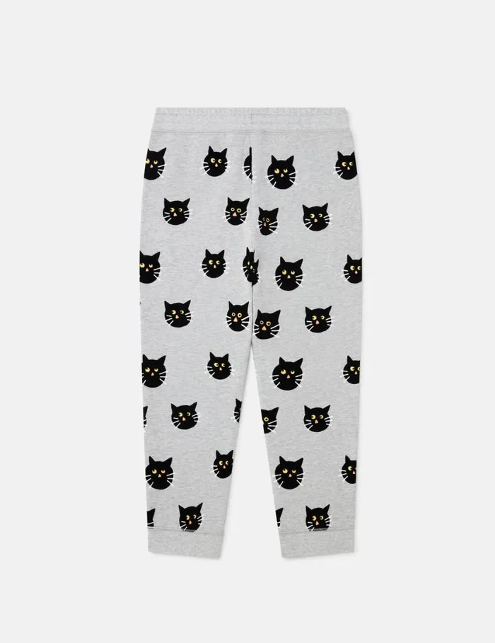 Kids Spooky Cat Pattern Joggers Grey Stella McCartney Pants and Shorts