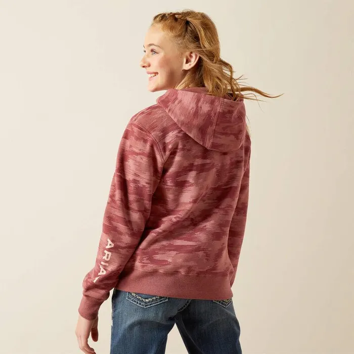 Kids Sweatshirts and Hoodies Ariat Ariat 20 Hoodie Mauve Blur Print