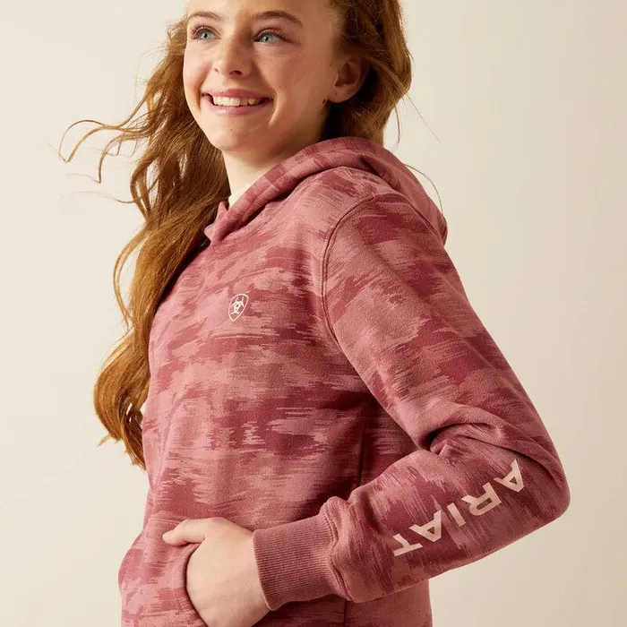 Kids Sweatshirts and Hoodies Ariat Ariat 20 Hoodie Mauve Blur Print