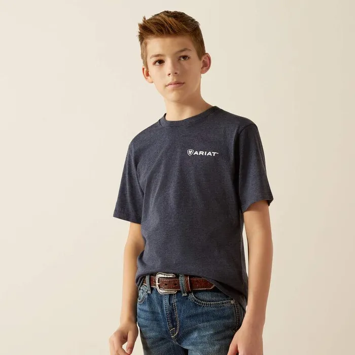 Kids TShirts and Polos Ariat Ariat Camo Patriot TShirt Navy Heather