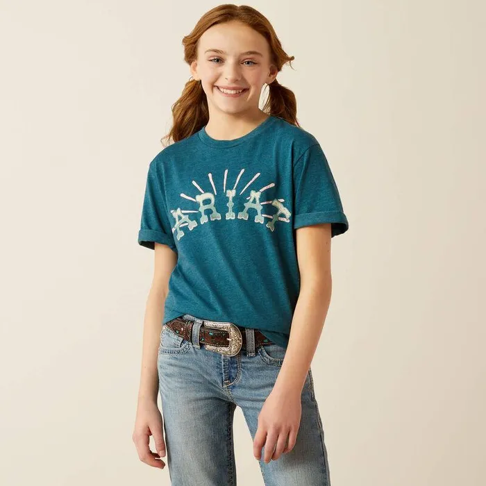 Kids TShirts and Polos Ariat Ariat Sunrise TShirt Deep Sea Heather