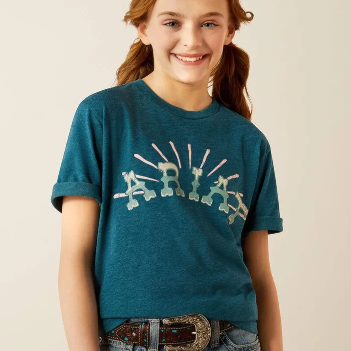 Kids TShirts and Polos Ariat Ariat Sunrise TShirt Deep Sea Heather