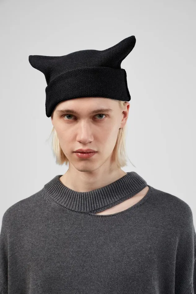Knit Women Camper Knit Hat Black Melange Knit Hat One Size