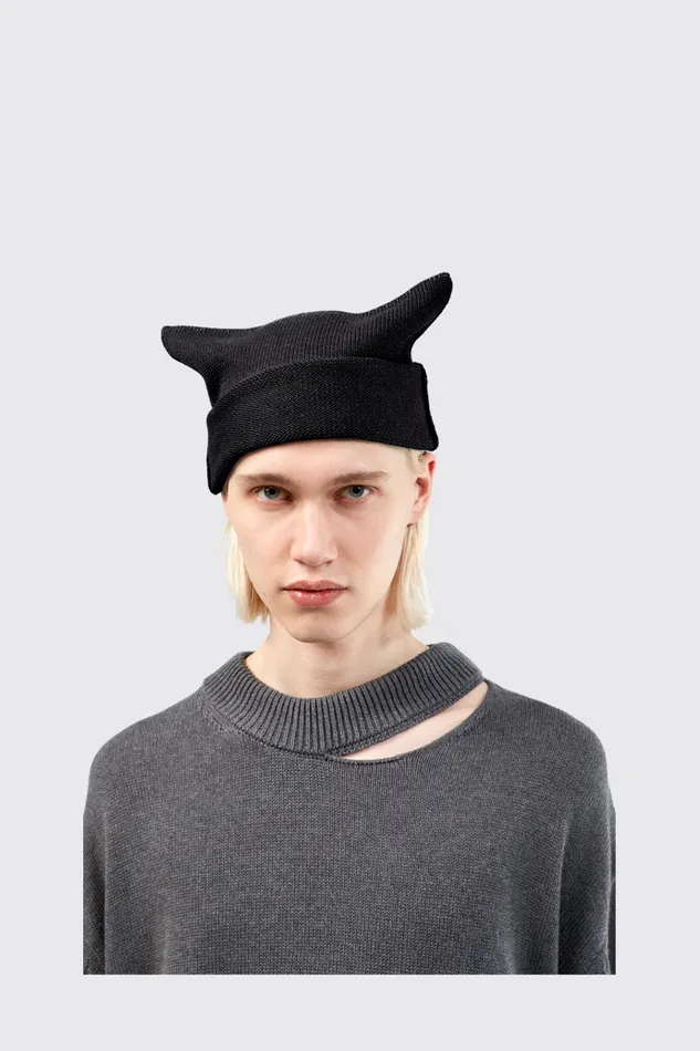Knit Women Camper Knit Hat Black Melange Knit Hat One Size