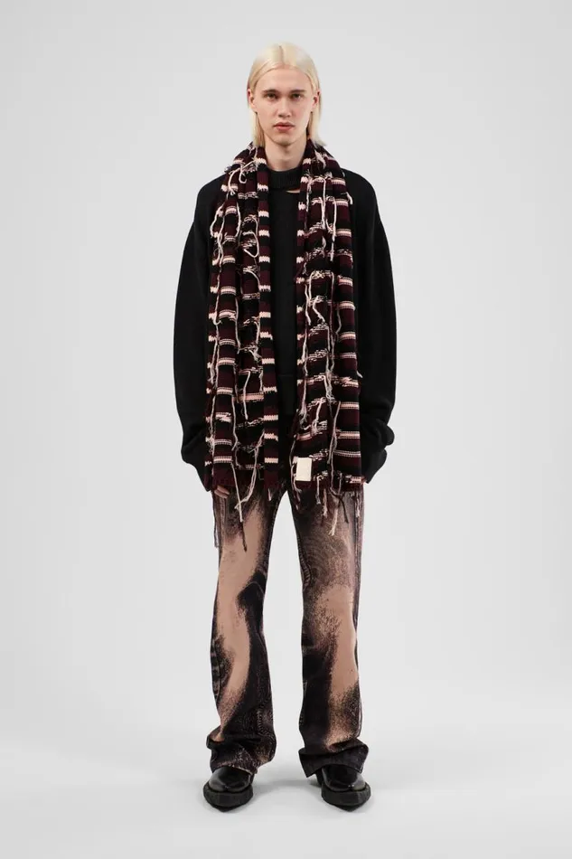 Knit Women Camper Knit Scarf Brown Intarsia Knit Scarf