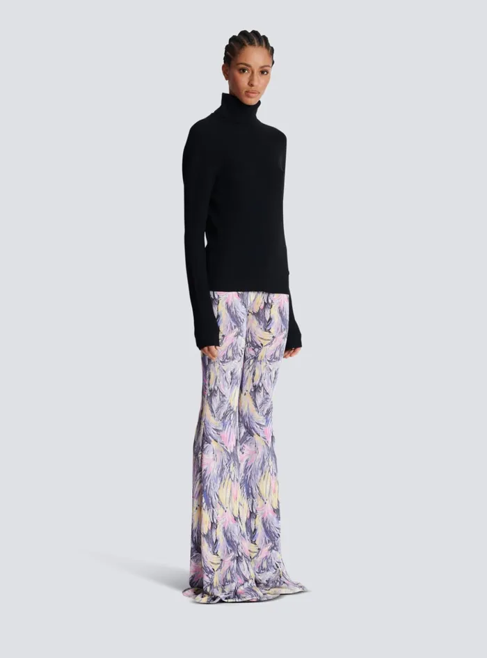 Knitted Turtleneck Jumper Black Women Balmain Knitwear