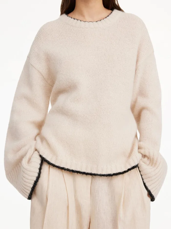 Knitwear Women By Malene Birger Cierra Sweater Oyster Gray Knitwear Women By Malene Birger Cierra Sweater Oyster Gray