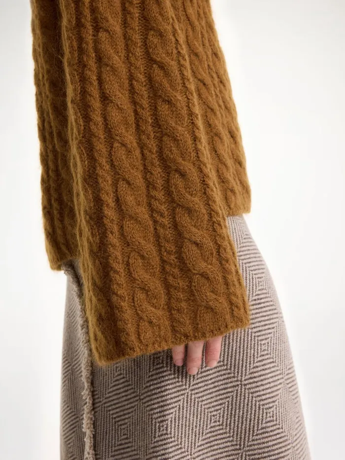 Knitwear Women By Malene Birger Cimone Cableknit Sweater Bison Knitwear Women By Malene Birger Cimone Cableknit Sweater Bison