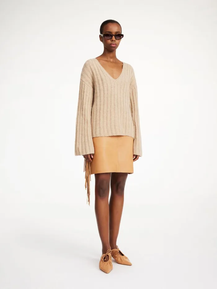 Knitwear Women By Malene Birger Cimone Ribbed Sweater Twill Beige