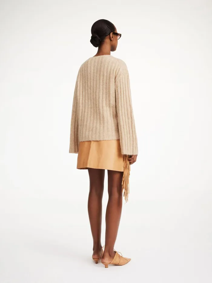 Knitwear Women By Malene Birger Cimone Ribbed Sweater Twill Beige