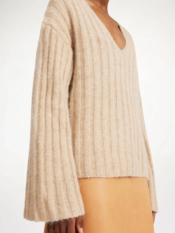 Knitwear Women By Malene Birger Cimone Ribbed Sweater Twill Beige