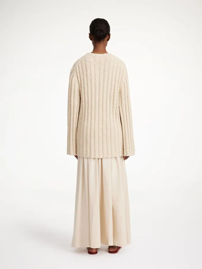 Knitwear Women By Malene Birger Cirra Ribbed Sweater Oyster Gray Knitwear Women By Malene Birger Cirra Ribbed Sweater Oyster Gray