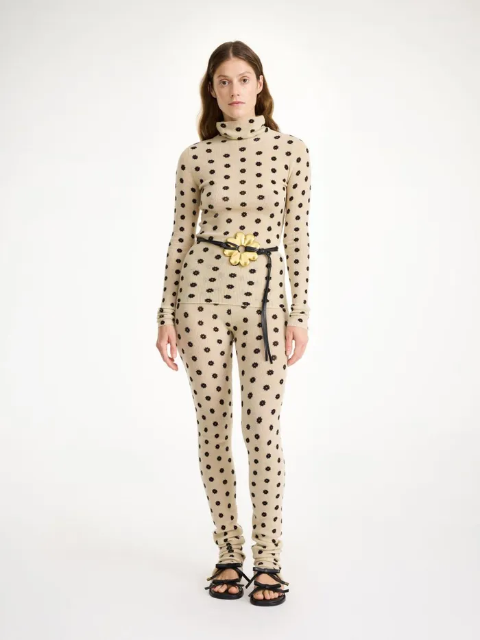 Knitwear Women By Malene Birger Fioria Turtleneck Wool Sweater Graphic Flower