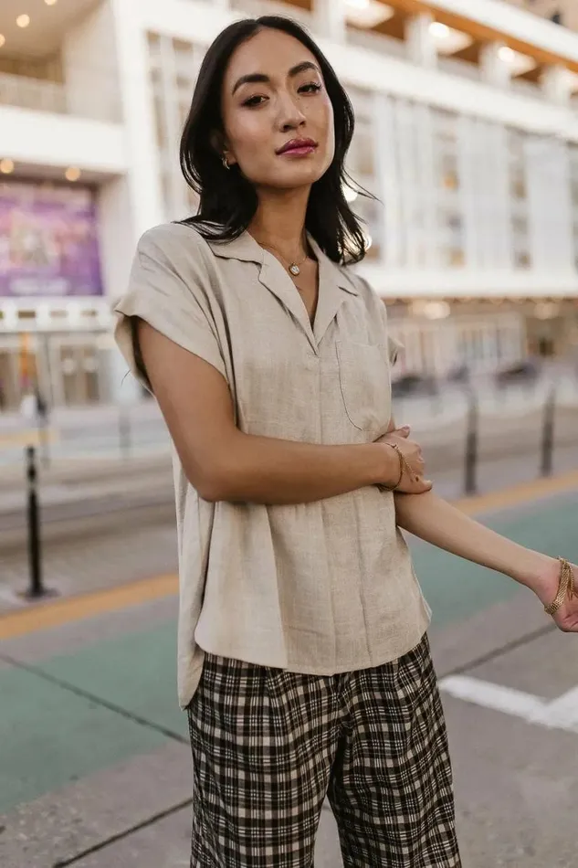 Kylar Collared Top In Ivory Ivory Women Bohme Tops