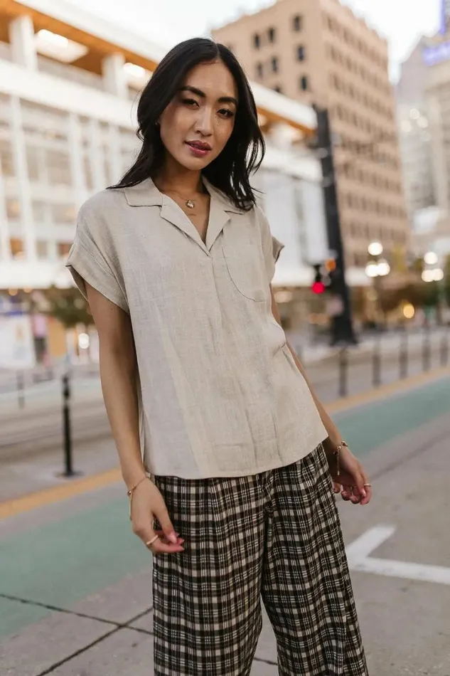 Kylar Collared Top In Ivory Ivory Women Bohme Tops