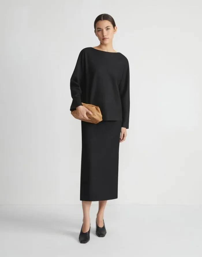 Lafayette 148 New York Boiled WoolCashmere Jersey Pencil Skirt Black Ready To Wear Skirts