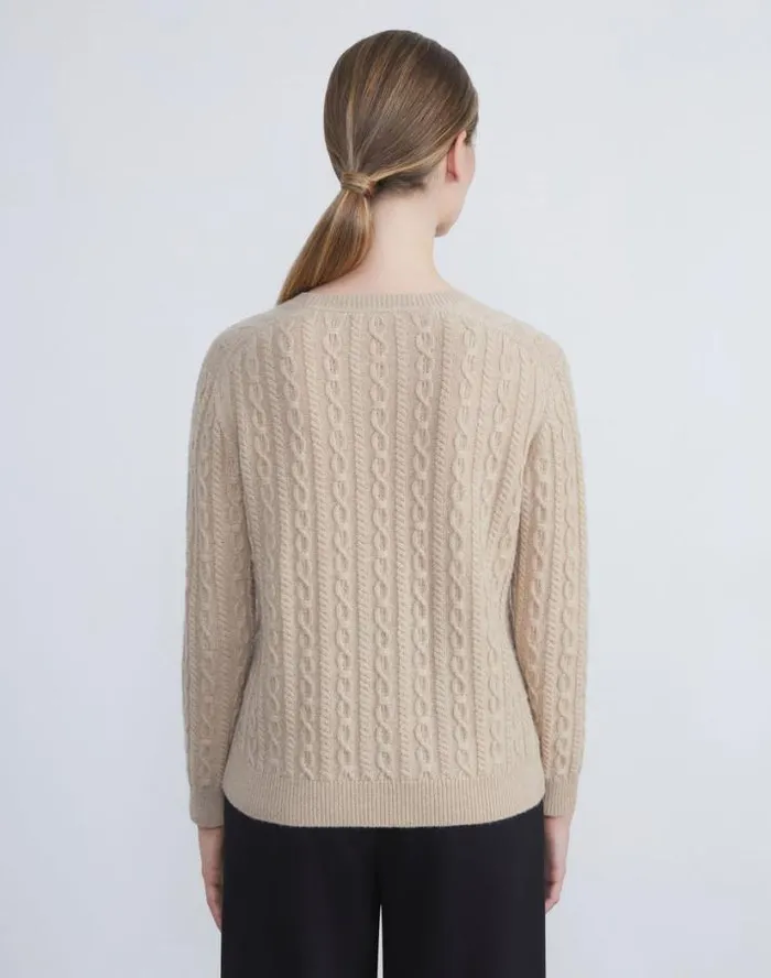 Lafayette 148 New York Cashmere Cable Sweater Blue Iris Ready To Wear Sweaters and Knits