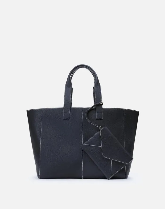 Lafayette 148 New York Grained Calfskin Leather L Tote Black HandbagsReady To Wear Suits