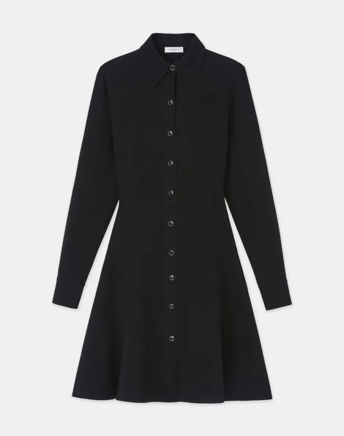 Lafayette 148 New York Responsible Finesse Crepe Shirtdress Black Ready To Wear Dresses
