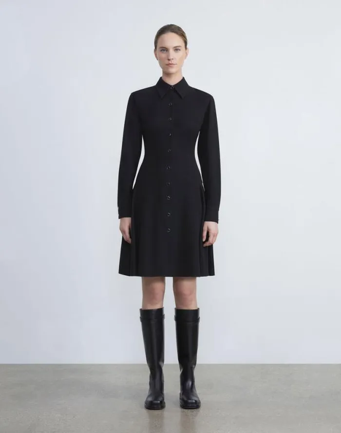 Lafayette 148 New York Responsible Finesse Crepe Shirtdress Black Ready To Wear Dresses