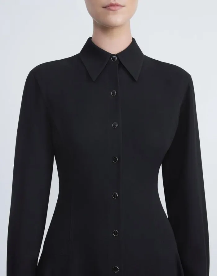 Lafayette 148 New York Responsible Finesse Crepe Shirtdress Black Ready To Wear Dresses