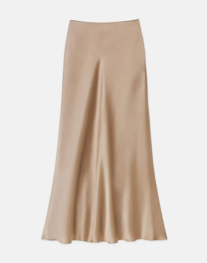 Lafayette 148 New York Satin Bias Maxi Skirt Camel Ready To Wear Skirts
