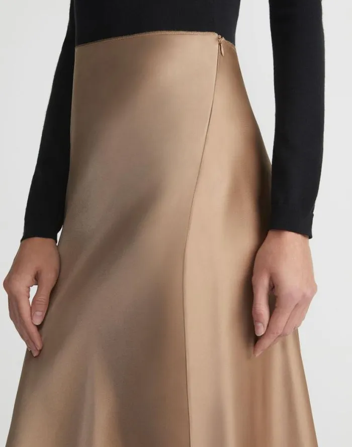 Lafayette 148 New York Satin Bias Maxi Skirt Camel Ready To Wear Skirts