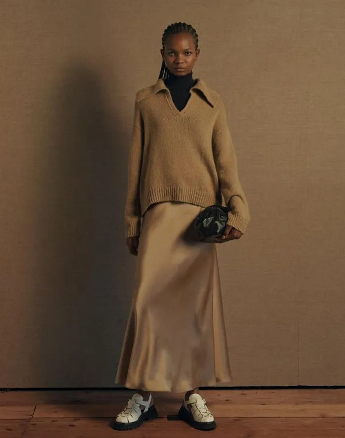 Lafayette 148 New York Satin Bias Maxi Skirt Camel Ready To Wear Skirts
