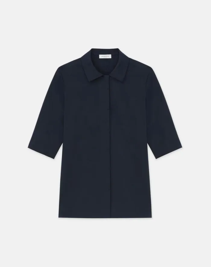 Lafayette 148 New York Stretch Cotton Peplum Shirt Black Ready To Wear Blouses and Shirts Lafayette 148 New York Stretch Cotton Peplum Shirt Black Ready To Wear Blouses and Shirts