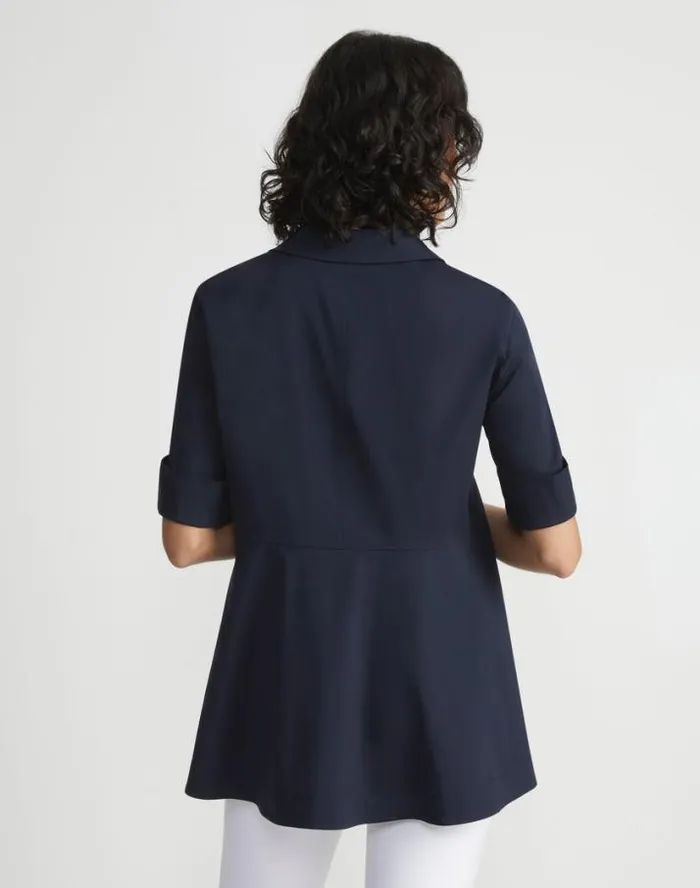 Lafayette 148 New York Stretch Cotton Peplum Shirt Black Ready To Wear Blouses and Shirts