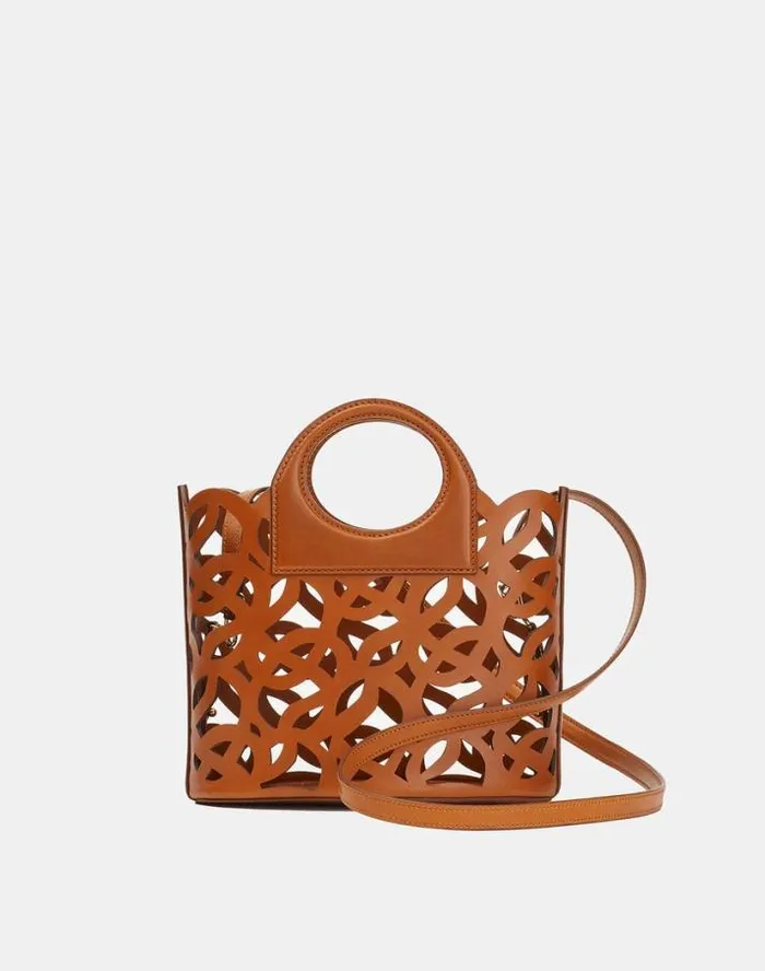 Lafayette 148 New York Vachetta Leather 8 Knot Basket BagMini Copper HandbagsAccessories Crossbodies