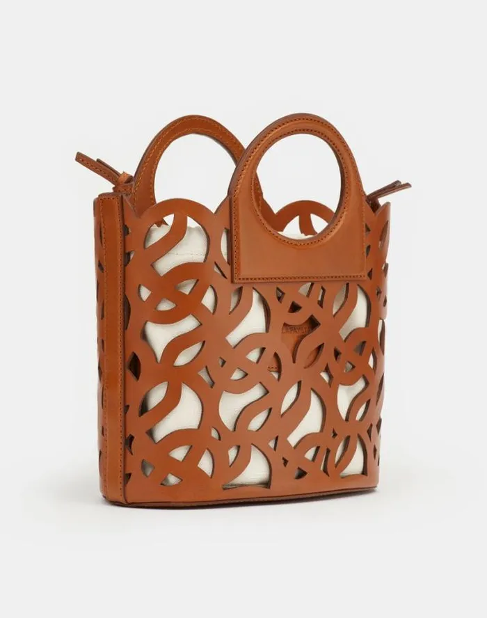 Lafayette 148 New York Vachetta Leather 8 Knot Basket BagMini Copper HandbagsAccessories Crossbodies