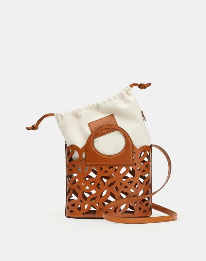 Lafayette 148 New York Vachetta Leather 8 Knot Basket BagMini Copper HandbagsAccessories Crossbodies