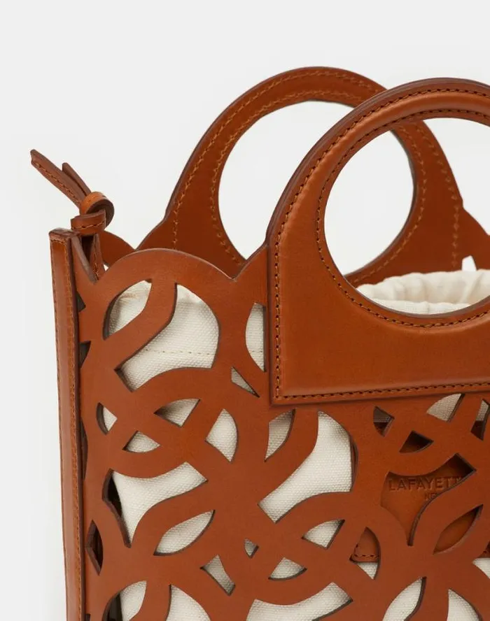 Lafayette 148 New York Vachetta Leather 8 Knot Basket BagMini Copper HandbagsAccessories Crossbodies