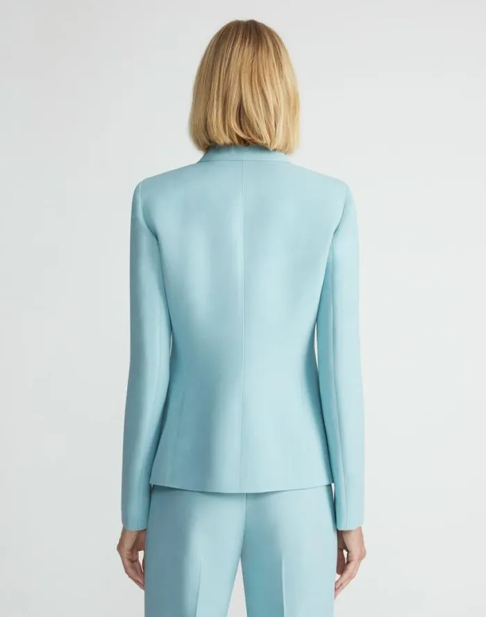 Lafayette 148 New York WoolSilk Crepe Academy Blazer Sea Grass Ready To Wear Jackets and Blazers