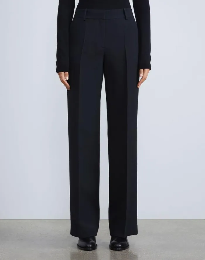Lafayette 148 New York WoolSilk Crepe Sullivan Pant Black Ready To Wear Pants and Shorts