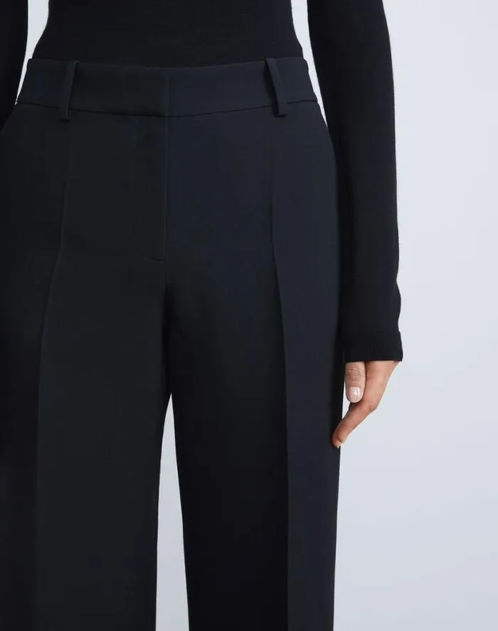 Lafayette 148 New York WoolSilk Crepe Sullivan Pant Black Ready To Wear Pants and Shorts
