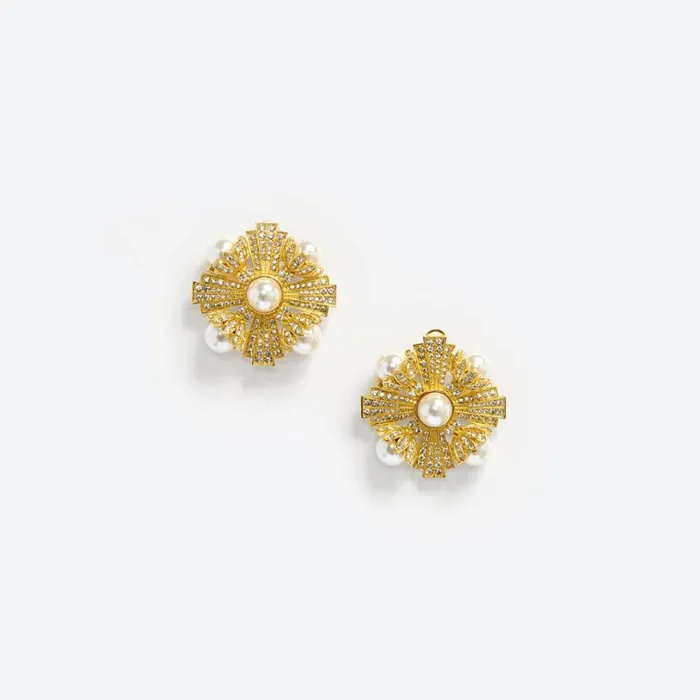 Large Gold Encrusted Earrings Women Self Portrait Jewellery