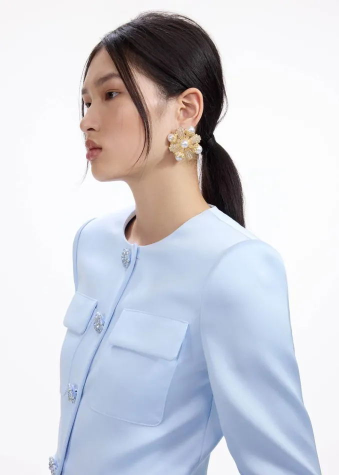 Large Gold Encrusted Earrings Women Self Portrait Jewellery Large Gold Encrusted Earrings Women Self Portrait Jewellery