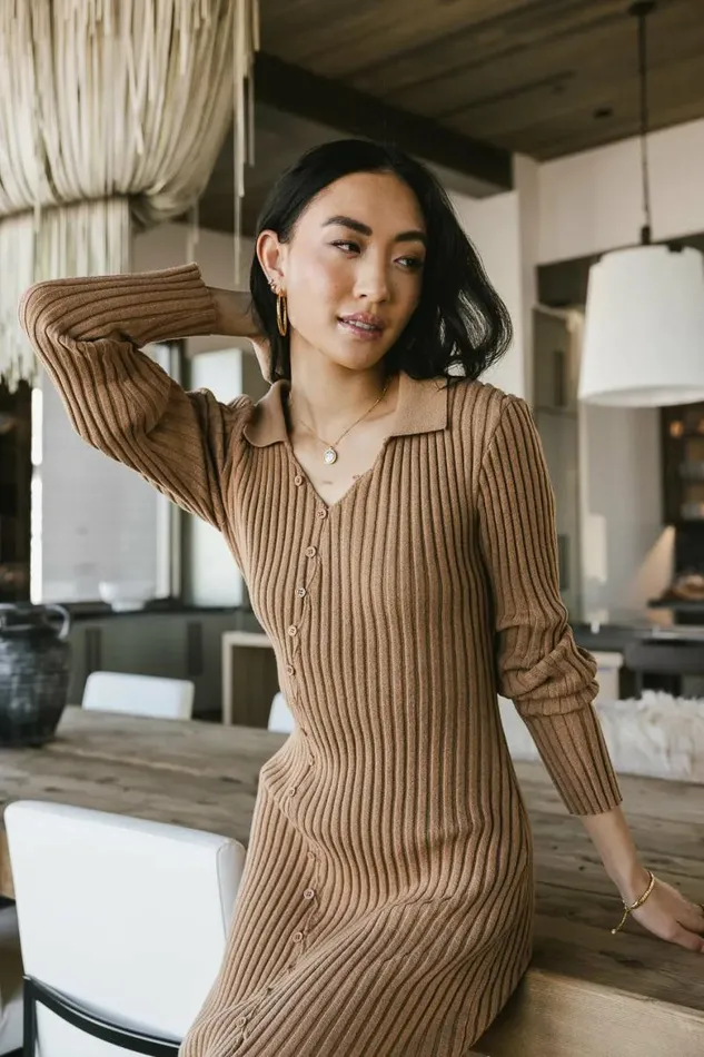 Larissa Ribbed Dress In Camel Camel Women Bohme Dresses