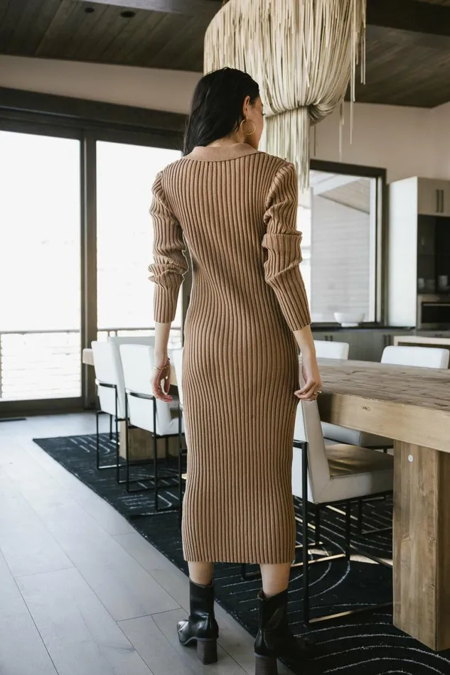 Larissa Ribbed Dress In Camel Camel Women Bohme Dresses