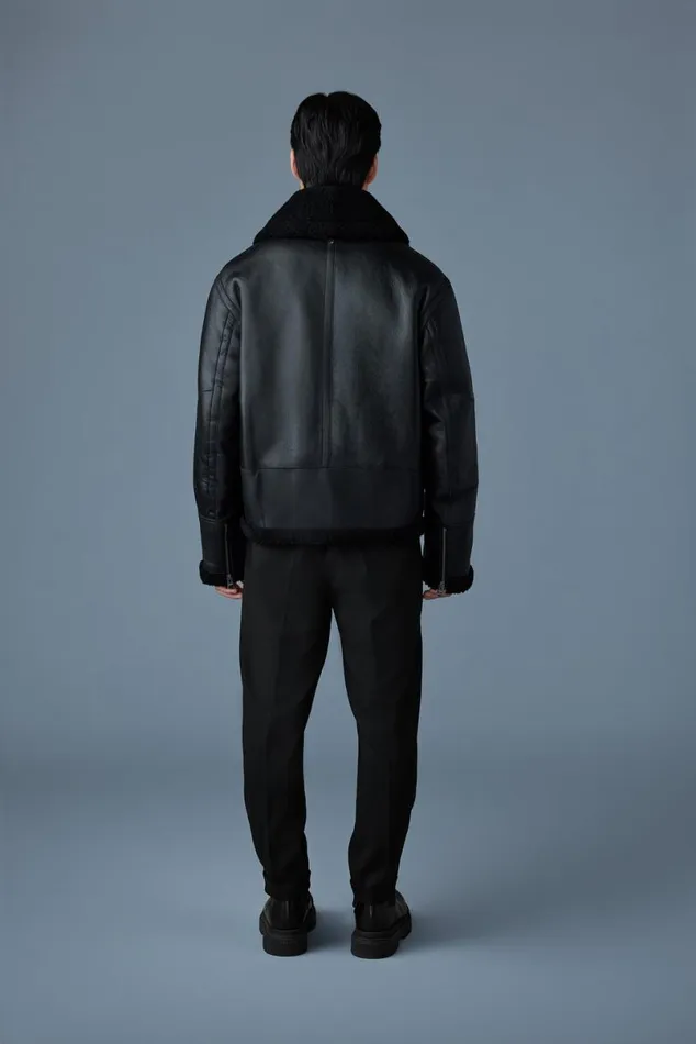 Leather Jackets Men Mackage ATLASSH Shearling And Leather Aviatorstyle Jacket Black