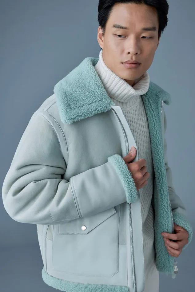 Leather Jackets Men Mackage ATLASSH Shearling And Leather Aviatorstyle Jacket Mint Leather Jackets Men Mackage ATLASSH Shearling And Leather Aviatorstyle Jacket Mint