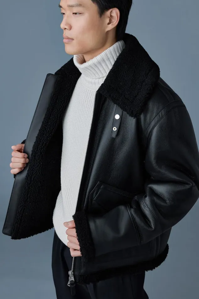 Leather Jackets Men Mackage ATLASSH Shearling And Leather Aviatorstyle Jacket Mint Leather Jackets Men Mackage ATLASSH Shearling And Leather Aviatorstyle Jacket Mint