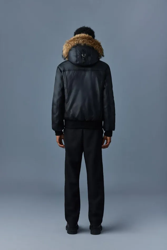 Leather Jackets Men Mackage GLEN 2in1 r Leather Bomber Jacket With Hooded Bib and Natural Fur Black Leather Jackets Men Mackage GLEN 2in1 r Leather Bomber Jacket With Hooded Bib and Natural Fur Black