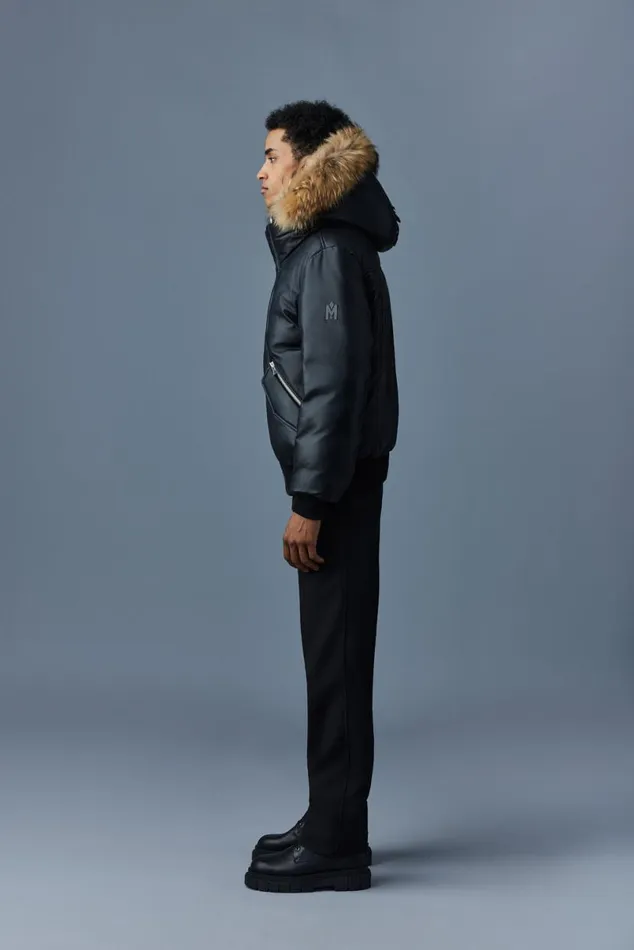 Leather Jackets Men Mackage GLEN 2in1 r Leather Bomber Jacket With Hooded Bib and Natural Fur Black Leather Jackets Men Mackage GLEN 2in1 r Leather Bomber Jacket With Hooded Bib and Natural Fur Black