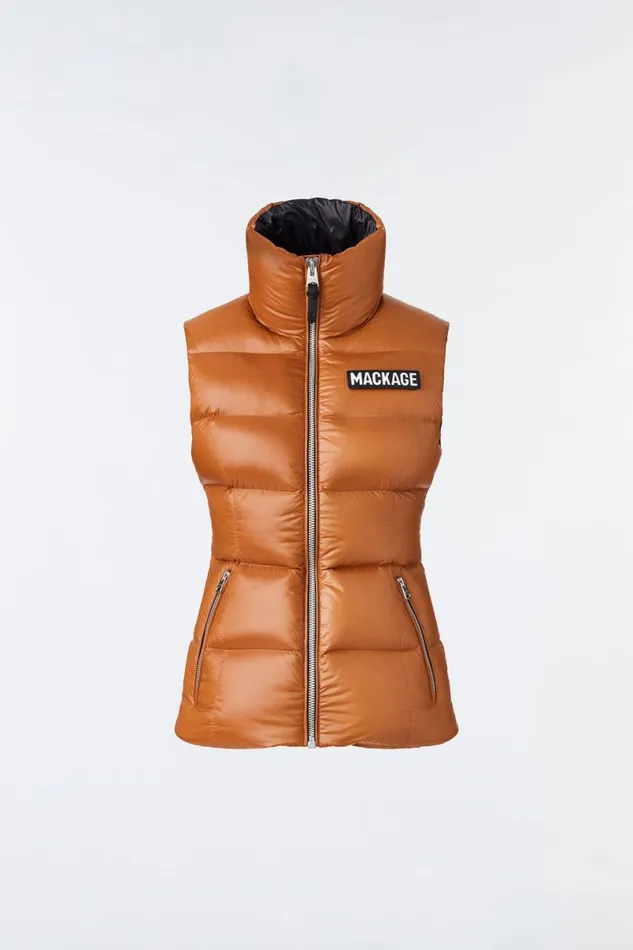 Light Down Jackets Women Mackage CHAYA Lustrous Light Down Vest For Ladies Black Light Down Jackets Women Mackage CHAYA Lustrous Light Down Vest For Ladies Black