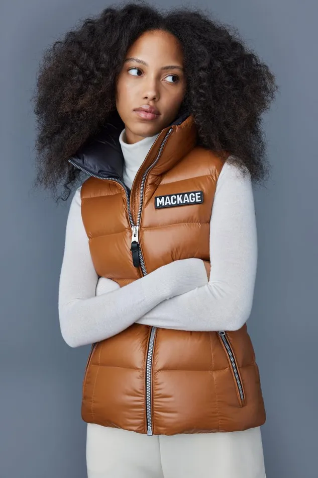 Light Down Jackets Women Mackage CHAYA Lustrous Light Down Vest For Ladies Black Light Down Jackets Women Mackage CHAYA Lustrous Light Down Vest For Ladies Black